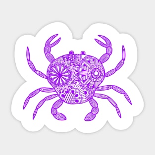 Mandala Crab (purple and white) Sticker